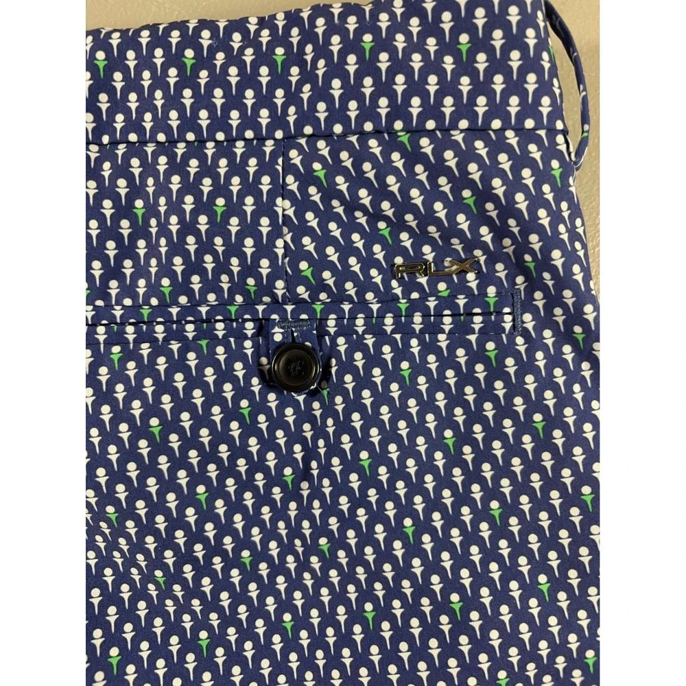 RLX Ralph Lauren Golf Shorts Mens 34 Blue All Over Golf Tee Print Tailored Fit